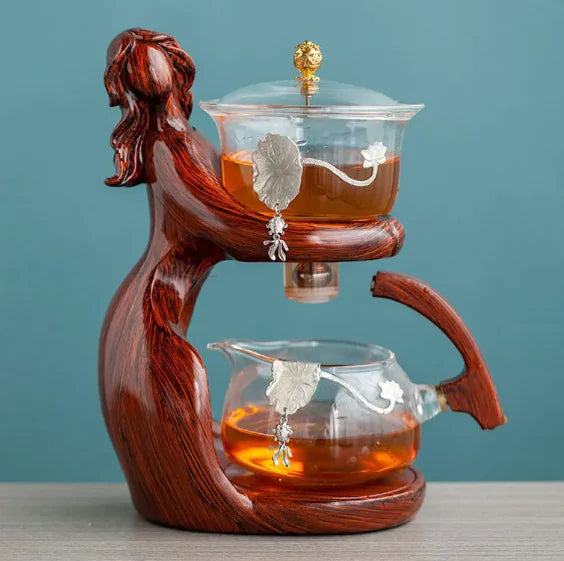 Semi-Automatic Glass Kungfu Tea Set – Heat-Resistant Chinese Teapot and Infuser