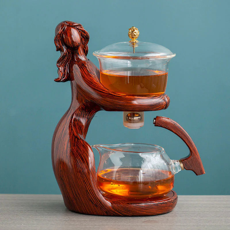 Semi-Automatic Glass Kungfu Tea Set – Heat-Resistant Chinese Teapot and Infuser
