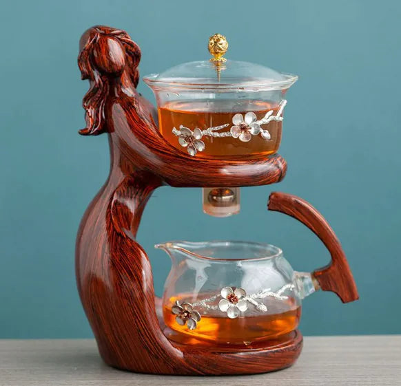 Semi-Automatic Glass Kungfu Tea Set – Heat-Resistant Chinese Teapot and Infuser