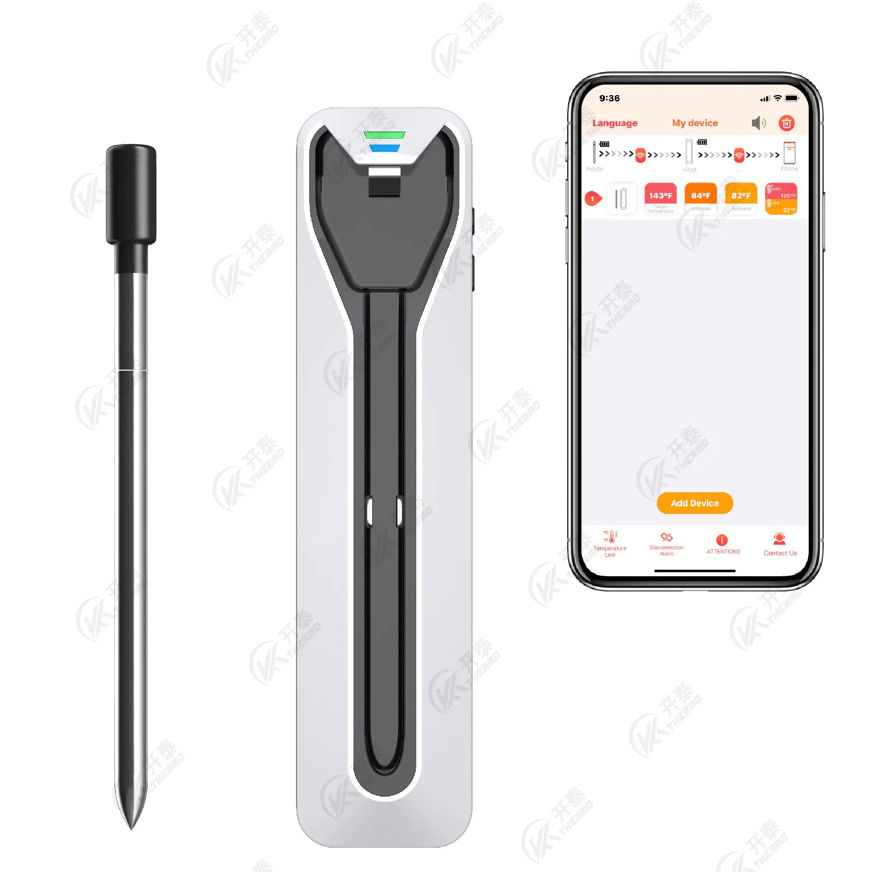 Wireless BBQ Meat Thermometer with Bluetooth for Cooking
