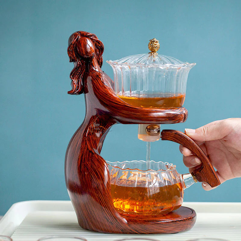 Semi-Automatic Glass Kungfu Tea Set – Heat-Resistant Chinese Teapot and Infuser