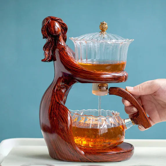 Semi-Automatic Glass Kungfu Tea Set – Heat-Resistant Chinese Teapot and Infuser