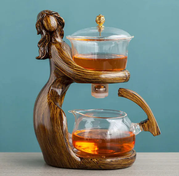 Semi-Automatic Glass Kungfu Tea Set – Heat-Resistant Chinese Teapot and Infuser