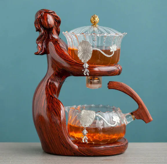 Semi-Automatic Glass Kungfu Tea Set – Heat-Resistant Chinese Teapot and Infuser