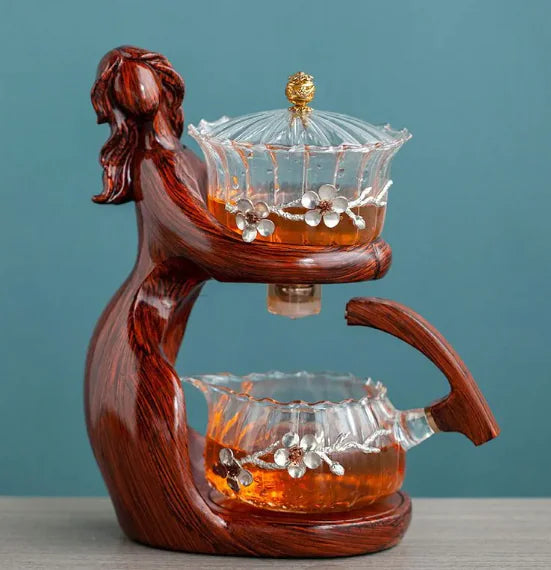 Semi-Automatic Glass Kungfu Tea Set – Heat-Resistant Chinese Teapot and Infuser