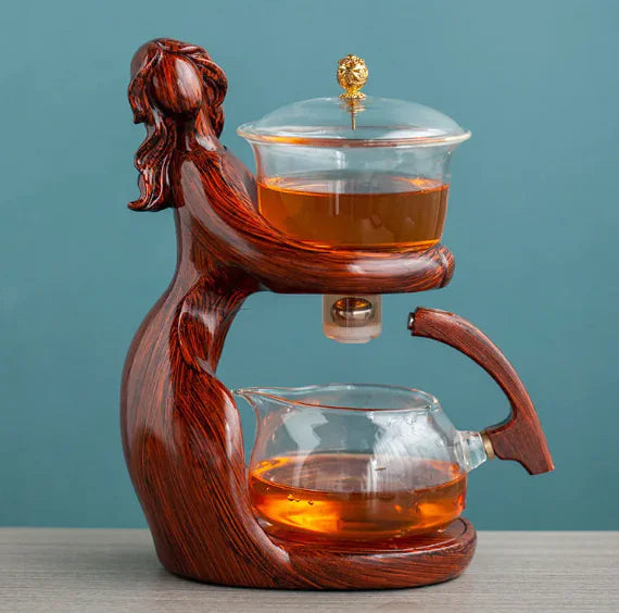 Semi-Automatic Glass Kungfu Tea Set – Heat-Resistant Chinese Teapot and Infuser