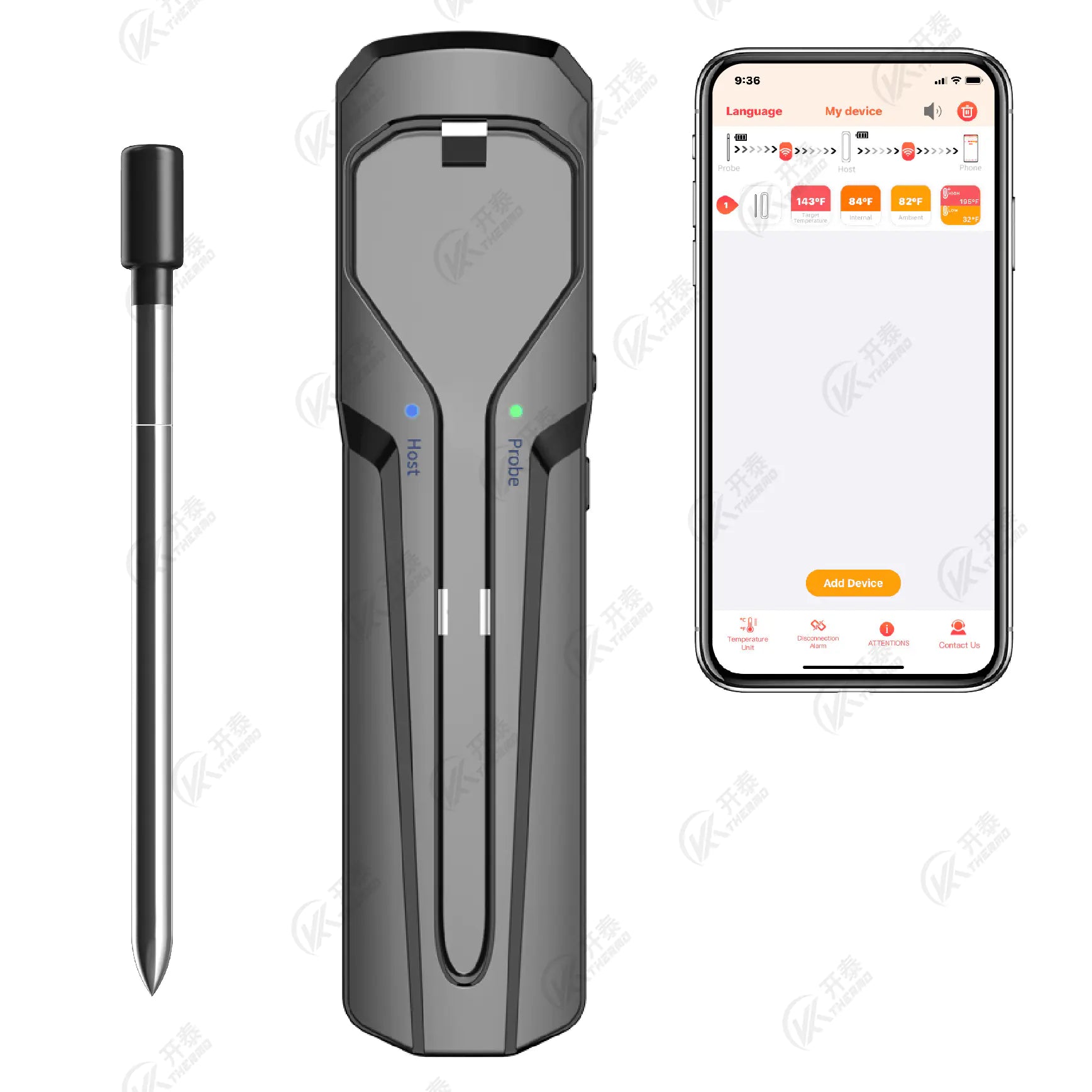 Wireless BBQ Meat Thermometer with Bluetooth for Cooking