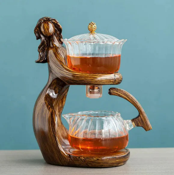 Semi-Automatic Glass Kungfu Tea Set – Heat-Resistant Chinese Teapot and Infuser