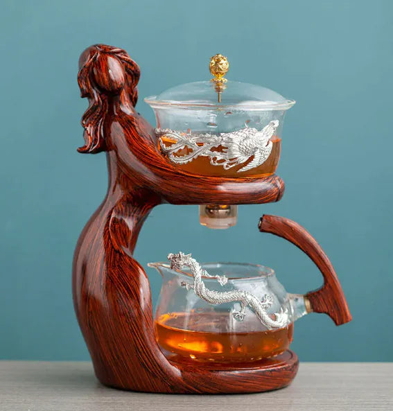 Semi-Automatic Glass Kungfu Tea Set – Heat-Resistant Chinese Teapot and Infuser