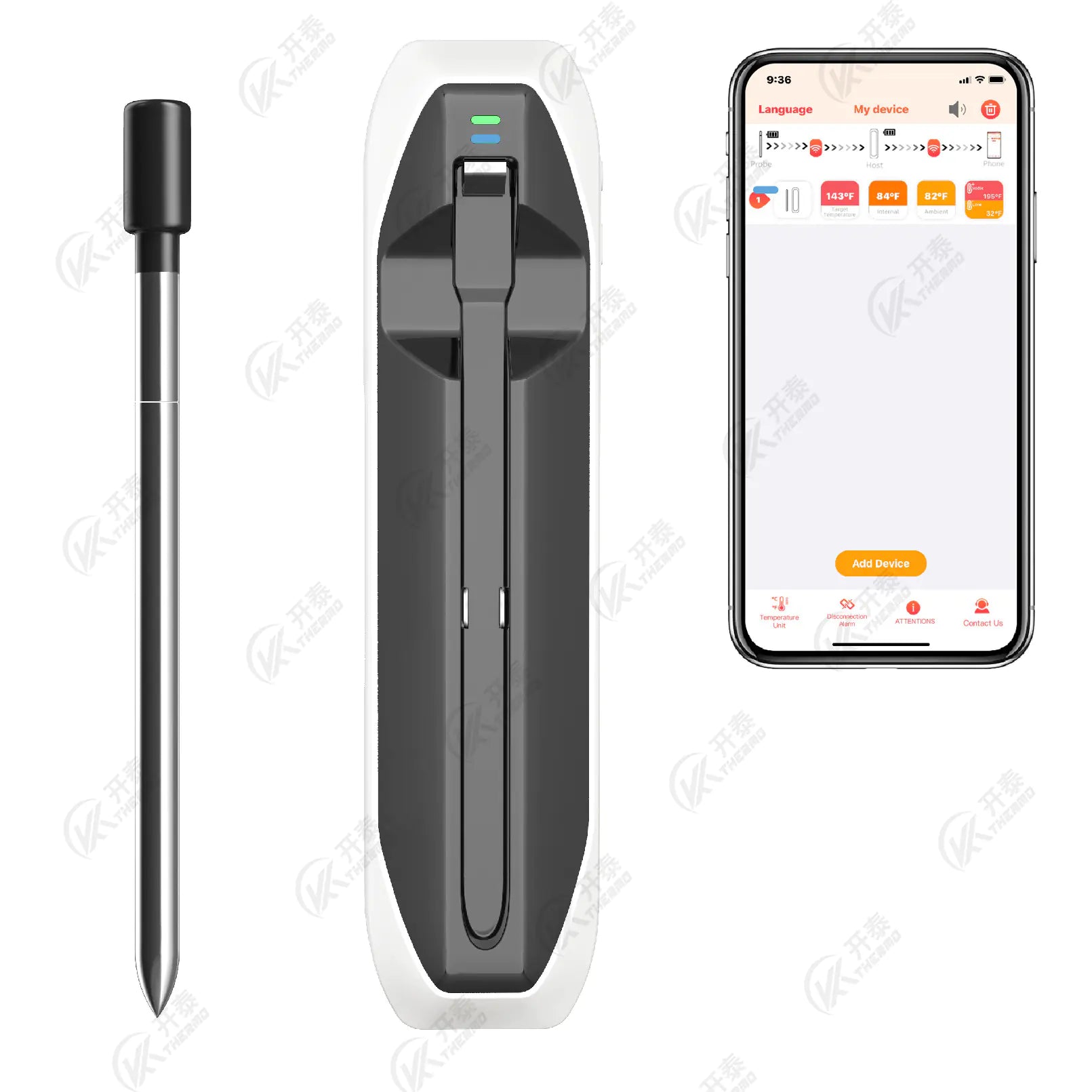 Wireless BBQ Meat Thermometer with Bluetooth for Cooking