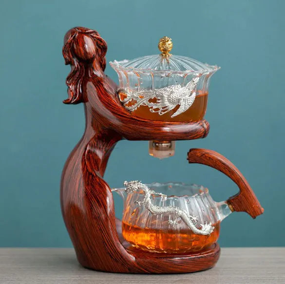Semi-Automatic Glass Kungfu Tea Set – Heat-Resistant Chinese Teapot and Infuser