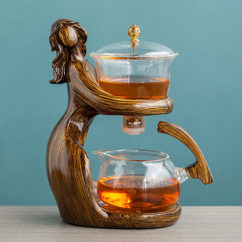 Semi-Automatic Glass Kungfu Tea Set – Heat-Resistant Chinese Teapot and Infuser